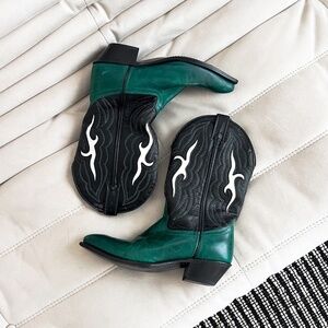 Super Rare Vintage Laredo Green And Black Cowboy Western Boots USA